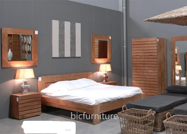 Oak finish teak Bedroom Set | Quality Hardwood Home Furniture by BIC