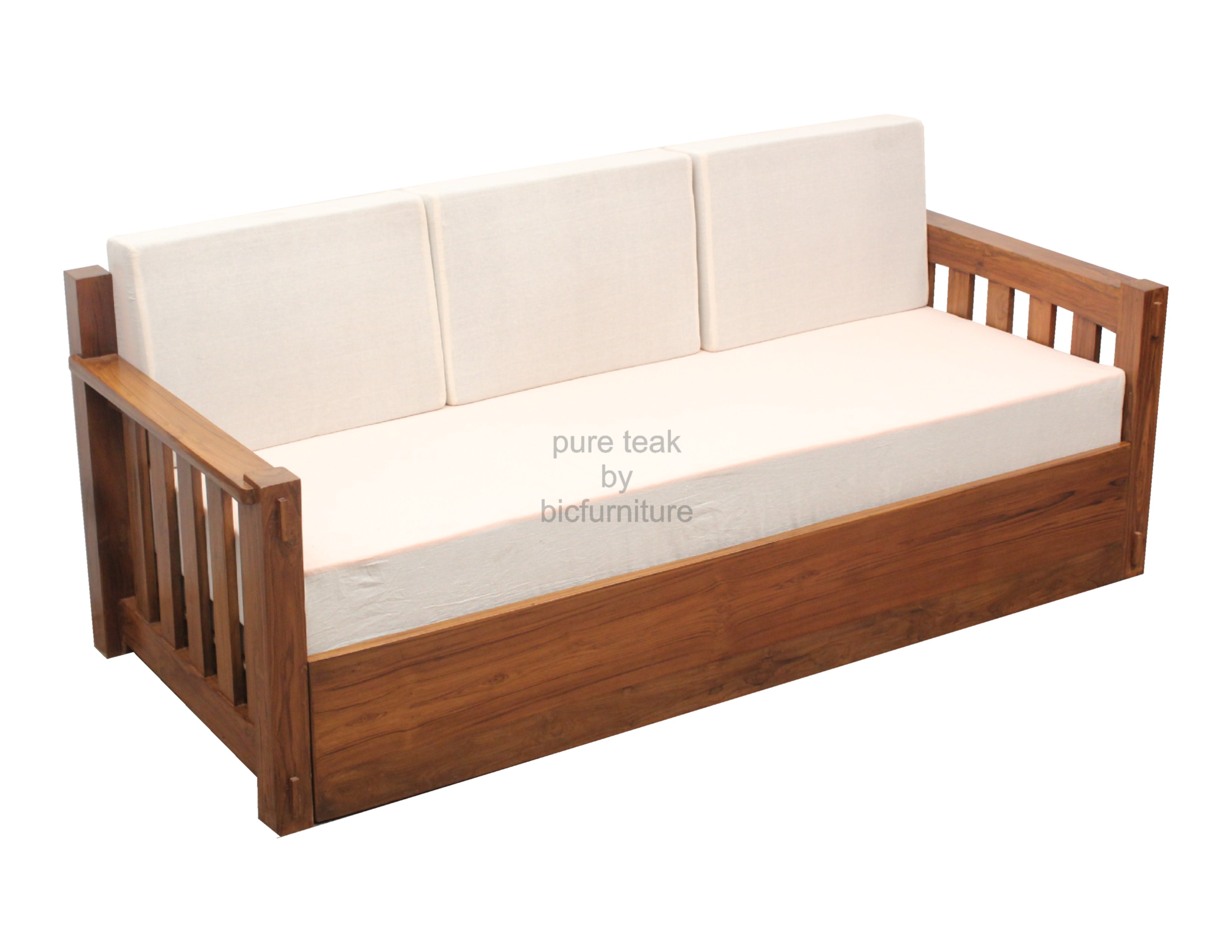 Classic Style Pull Out Sofa Cum Bed Made In Solid Teak