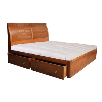 Made To Order Bed With Storage In Headboard Drawers Made In Solid Teak