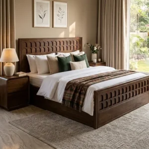TEAKWOOD DOUBLE  BED | WOODEN BEDS | BED 118
