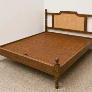 TEAK WOOD RATTAN BED | DOUBLE BED MUMBAI | BED 116